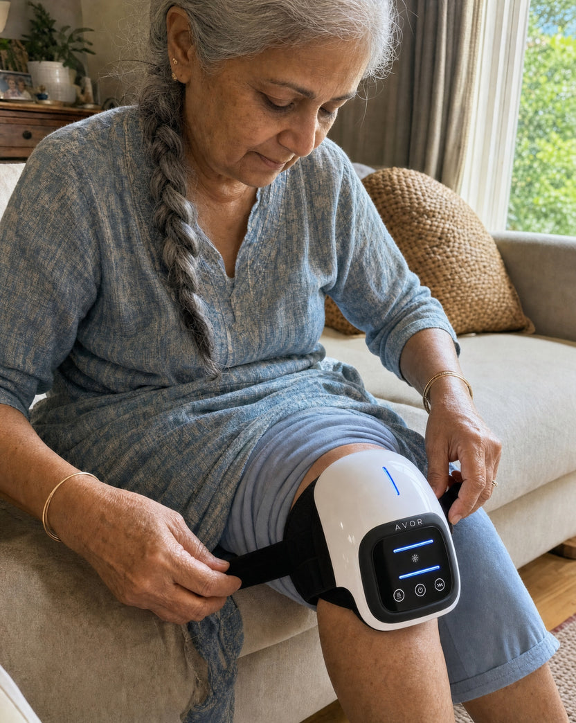 Fastening the Avor strap around the knee